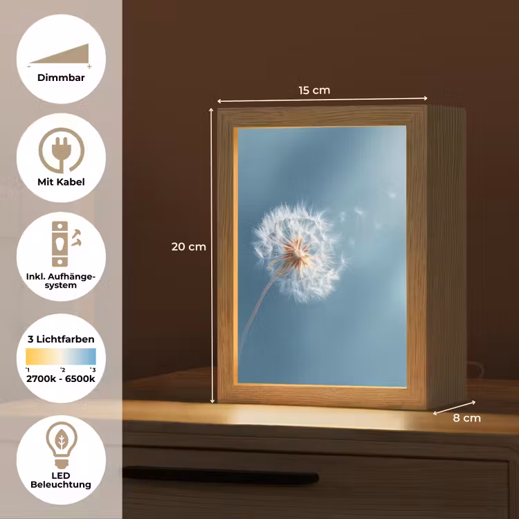 Paardenbloem - Wind - Blauw Light Box met kabel (Tafellamp) klein -USP_DE