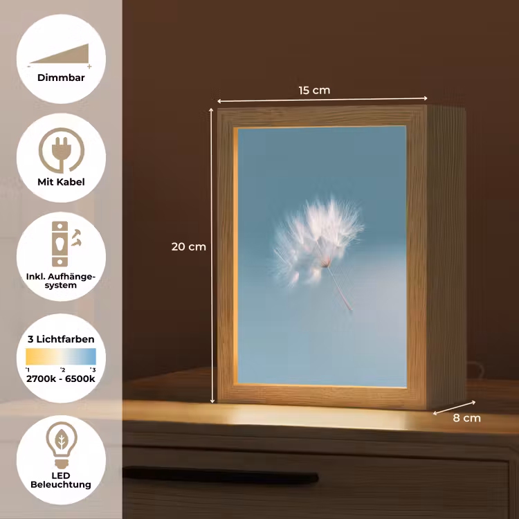 Paardenbloempluisje - Blauw - Lucht Light Box met kabel (Tafellamp) klein -USP_DE