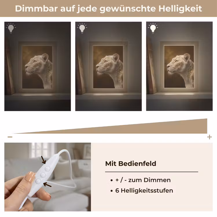 Leeuwin - Bloemen - Wit - Goud Light Box met kabel (Tafellamp) klein -USP_dimbaarDE