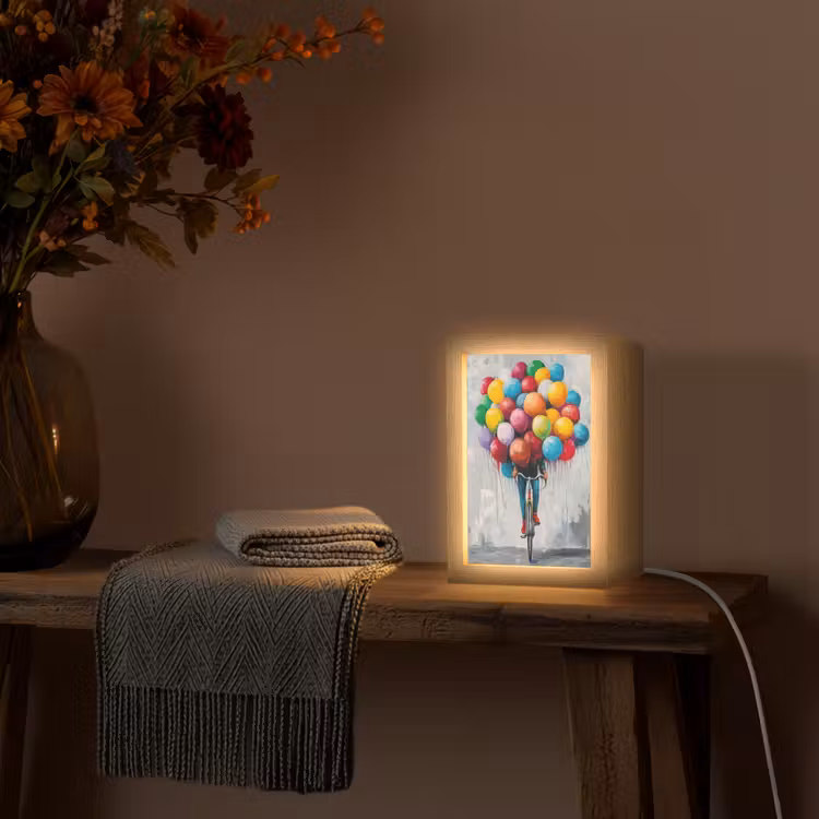 Balonnen - Street art - Vintage Light Box met kabel (Tafellamp) klein -sfeer4