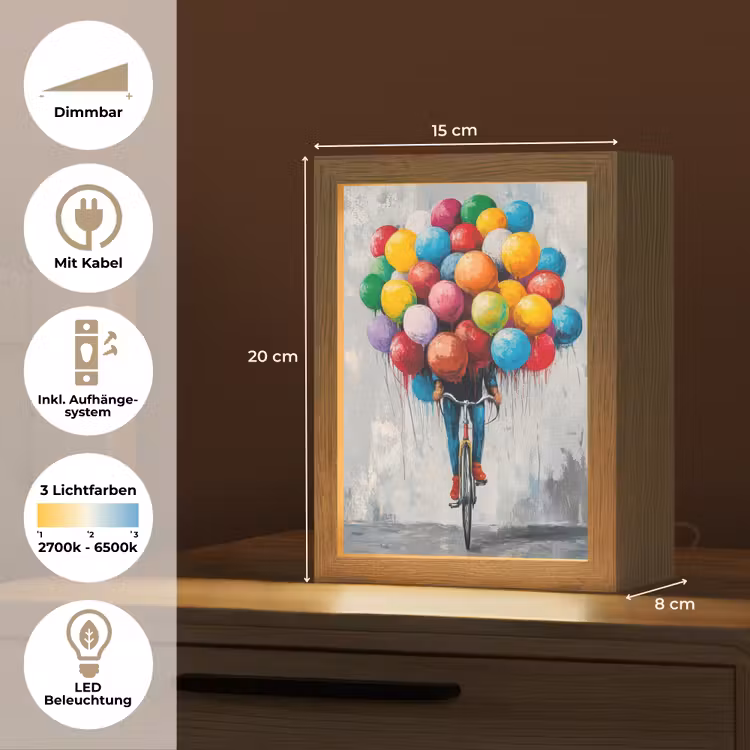 Balonnen - Street art - Vintage Light Box met kabel (Tafellamp) klein -USP_DE