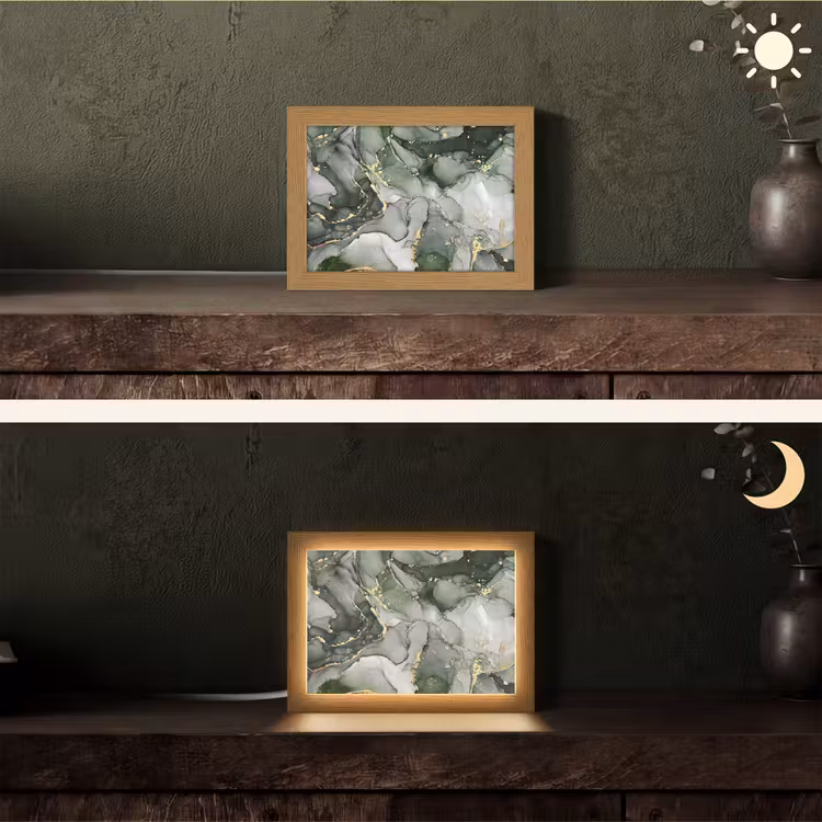 Luxe - Marmer - Groen Light Box met kabel (Tafellamp) klein -sfeer3