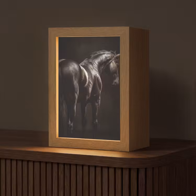 Krachtig - Paard - Donker Light Box met kabel (Tafellamp) klein -z3d_website