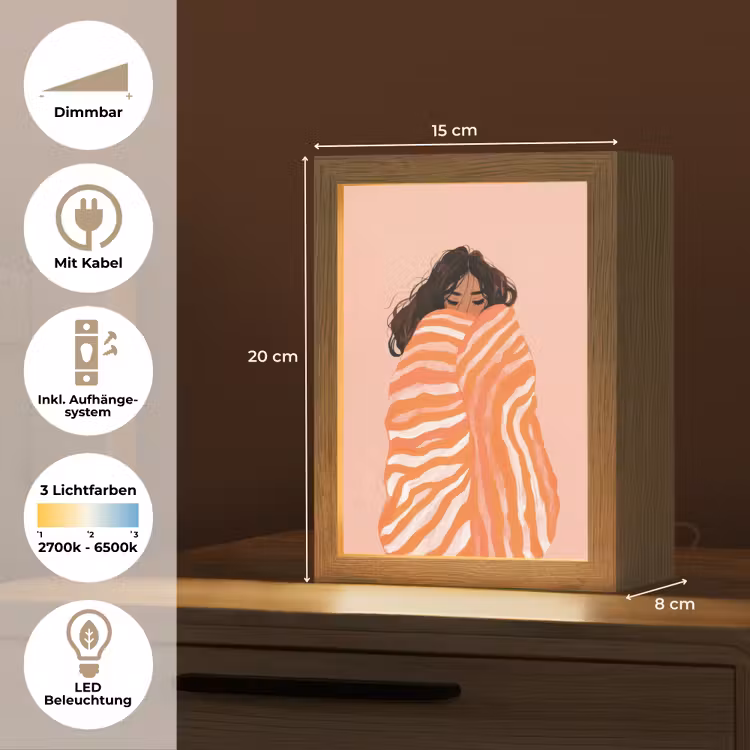 Meisje - Deken - Gestreept - Oranje Light Box met kabel (Tafellamp) klein -USP_DE