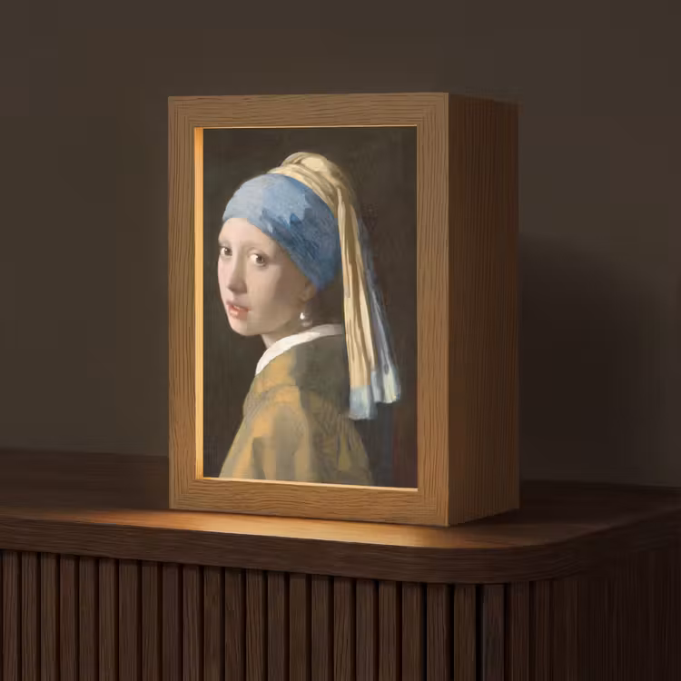 Meisje met de parel - Schilderij - Oude meesters - Vermeer Light Box met kabel (Tafellamp) klein -z3d_website