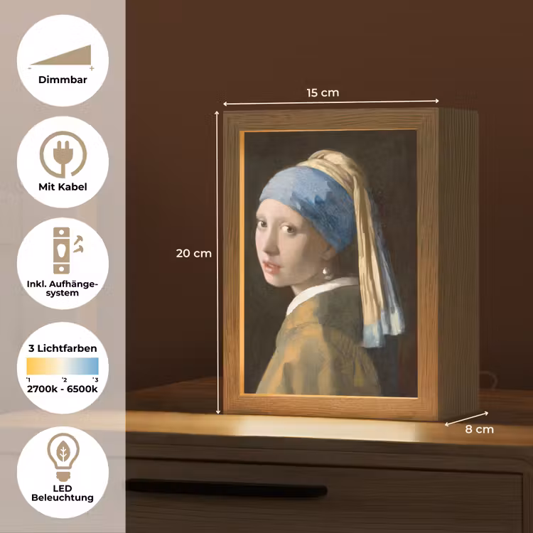Meisje met de parel - Schilderij - Oude meesters - Vermeer Light Box met kabel (Tafellamp) klein -USP_DE