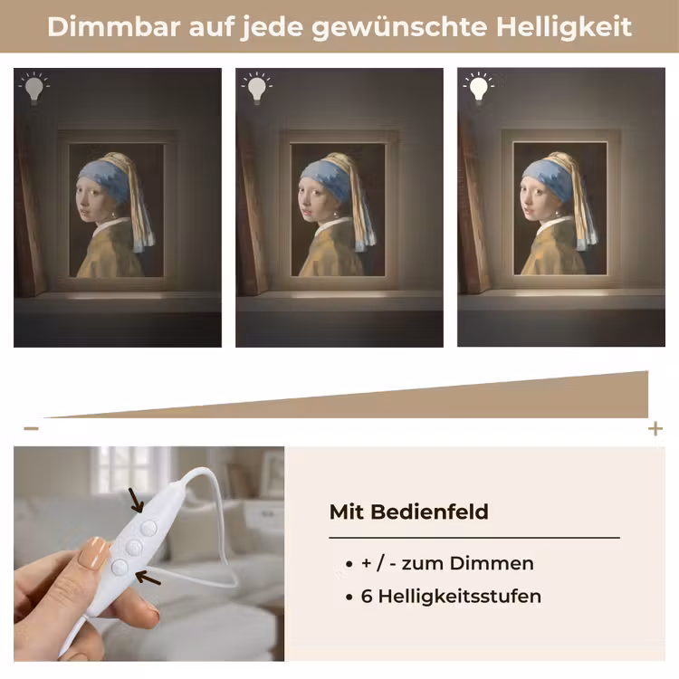 Meisje met de parel - Schilderij - Oude meesters - Vermeer Light Box met kabel (Tafellamp) klein -USP_dimbaarDE