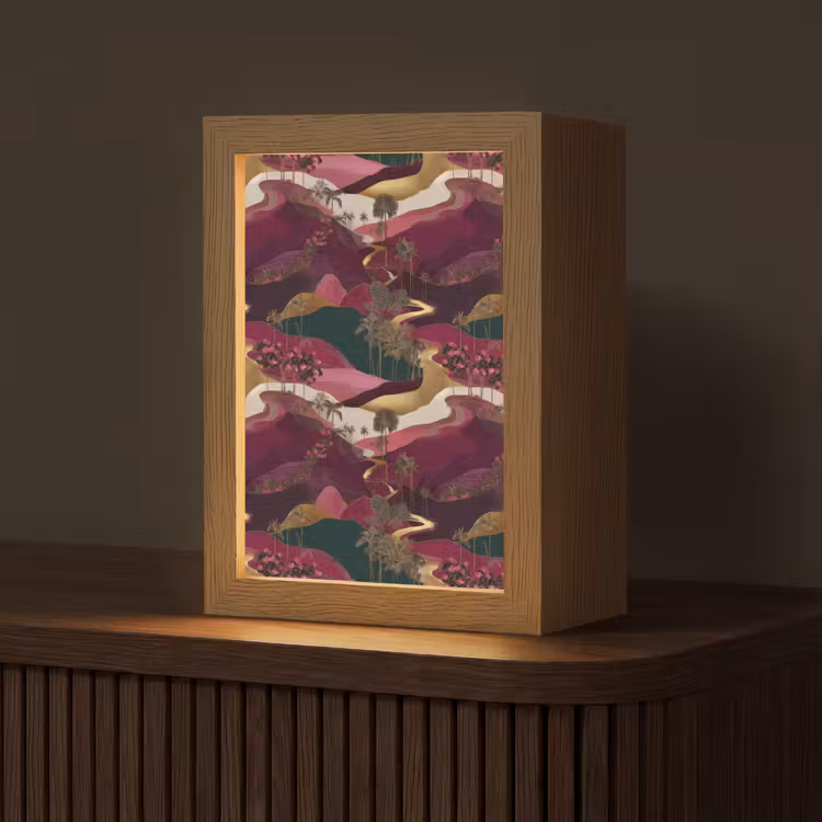 Magisch - Palmbomen - Goud Light Box met kabel (Tafellamp) klein 925 -z3d_website