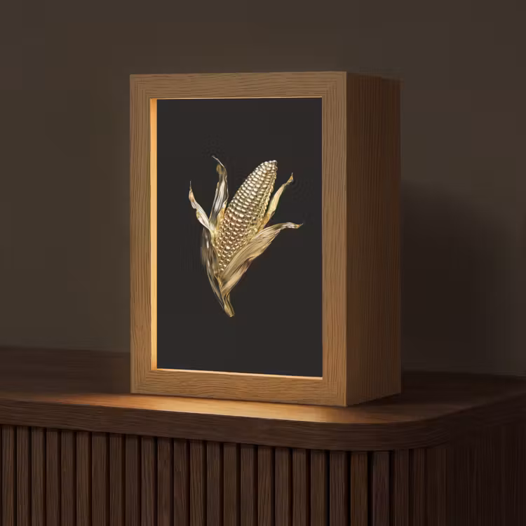 Mais - Eten - Goud - Zwart Light Box met kabel (Tafellamp) klein -z3d_website