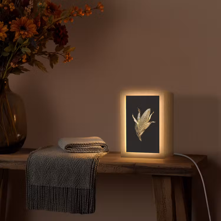 Mais - Eten - Goud - Zwart Light Box met kabel (Tafellamp) klein -sfeer4