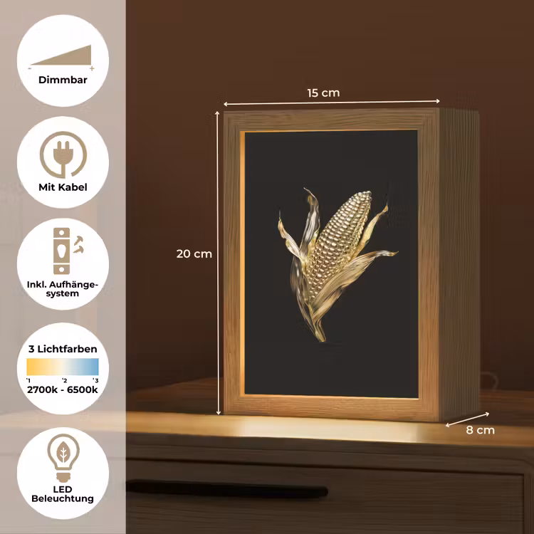 Mais - Eten - Goud - Zwart Light Box met kabel (Tafellamp) klein -USP_DE