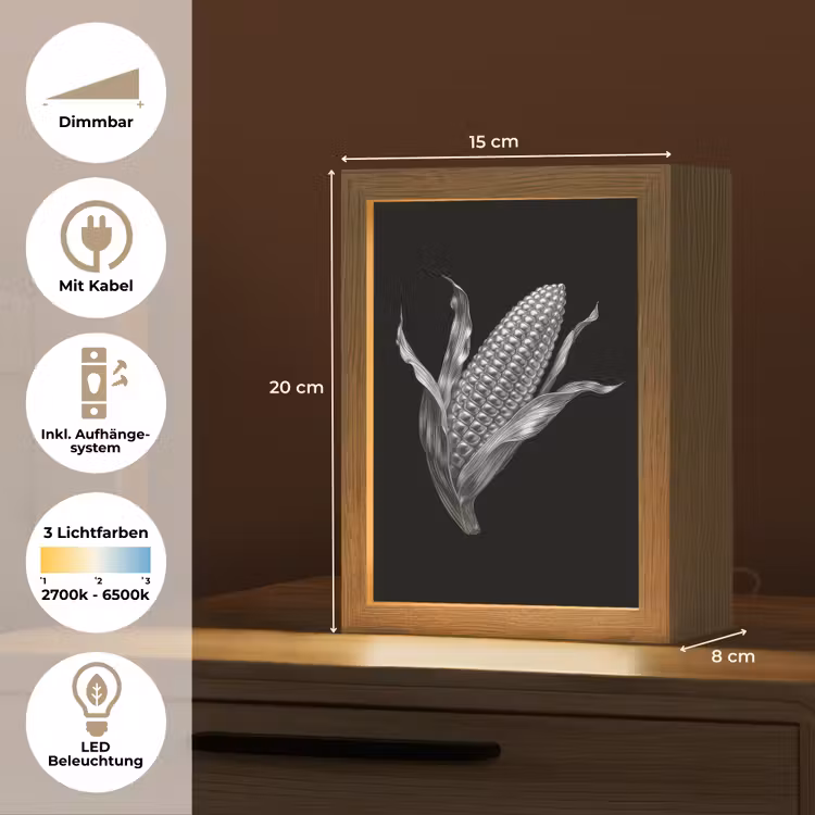Maïskolf - Glanzend metaal - Elegant Light Box met kabel (Tafellamp) klein -USP_DE