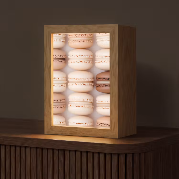 Macarons - Beige - Bruin Light Box met kabel (Tafellamp) klein -z3d_website