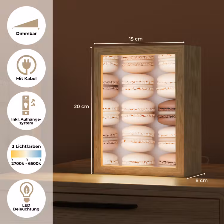 Macarons - Beige - Bruin Light Box met kabel (Tafellamp) klein -USP_DE