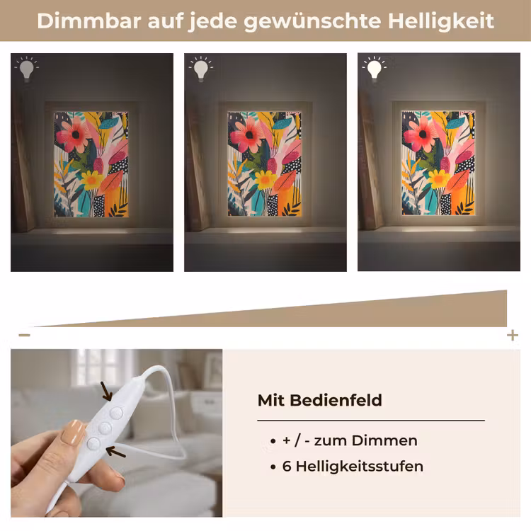 Schilderij - Abstract - Bloemen - Roze Light Box met kabel (Tafellamp) klein -USP_dimbaarDE