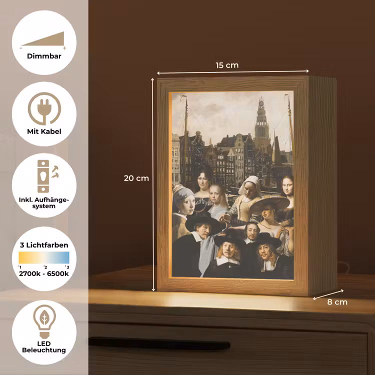 Schilderij - Oude Meesters - Collage Light Box met kabel (Tafellamp) klein -USP_DE