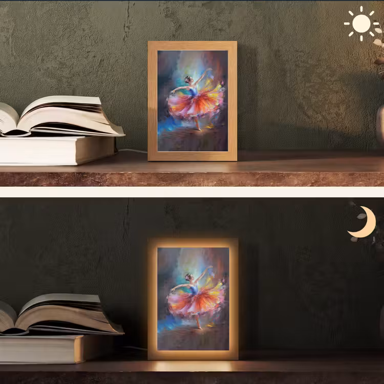 Schilderij - Olieverf - Dans - Ballerina Light Box met kabel (Tafellamp) klein -sfeer3