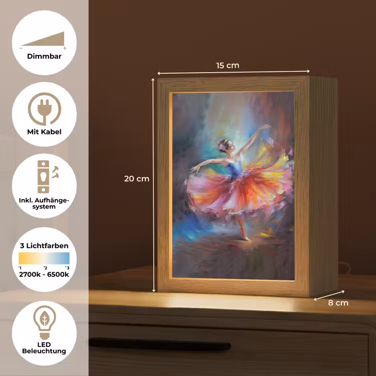 Schilderij - Olieverf - Dans - Ballerina Light Box met kabel (Tafellamp) klein -USP_DE