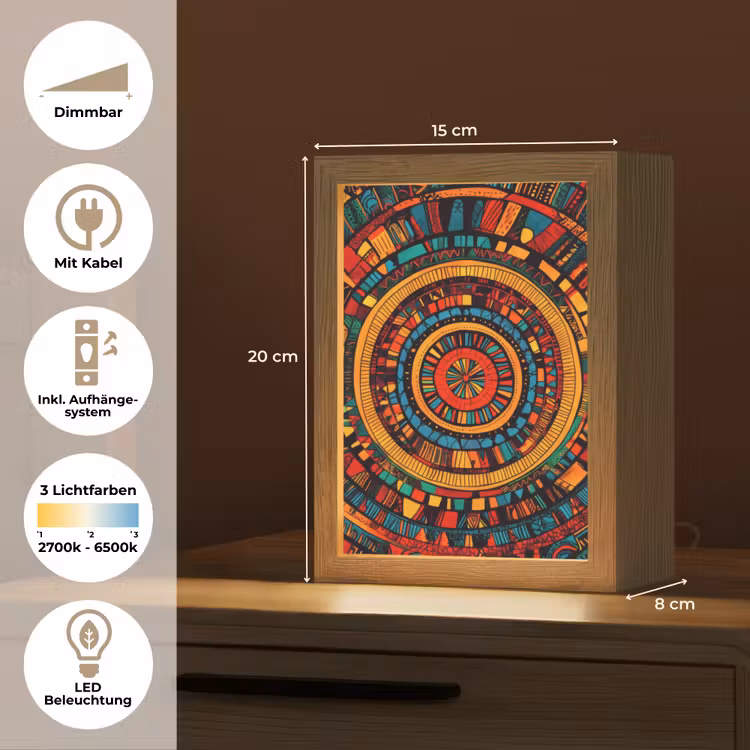 Mandala - Cirkels - Patronen Light Box met kabel (Tafellamp) klein -USP_DE