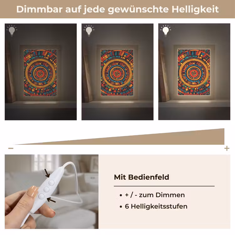 Mandala - Cirkels - Patronen Light Box met kabel (Tafellamp) klein -USP_dimbaarDE
