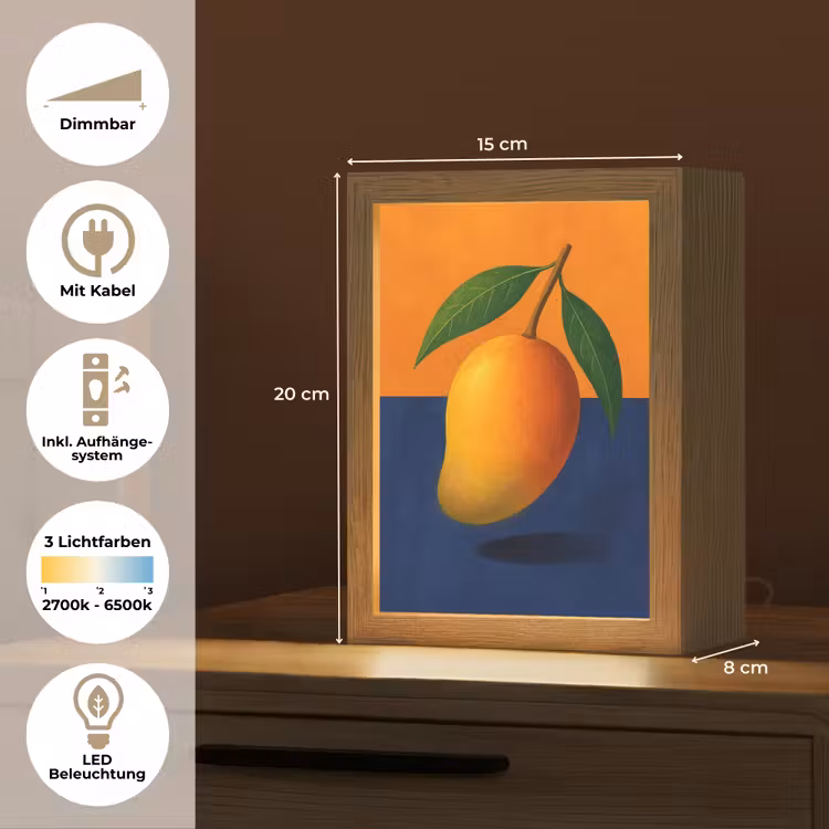 Mango - Vlakken - Bladeren - Oranje Light Box met kabel (Tafellamp) klein -USP_DE