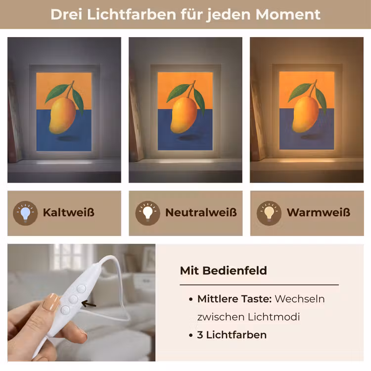 Mango - Vlakken - Bladeren - Oranje Light Box met kabel (Tafellamp) klein -USP_lichtkleurDE