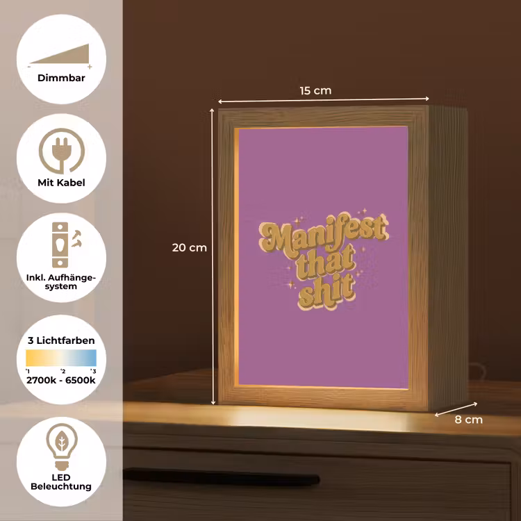 Manifest that shit - Paars - Glitter Light Box met kabel (Tafellamp) klein -USP_DE