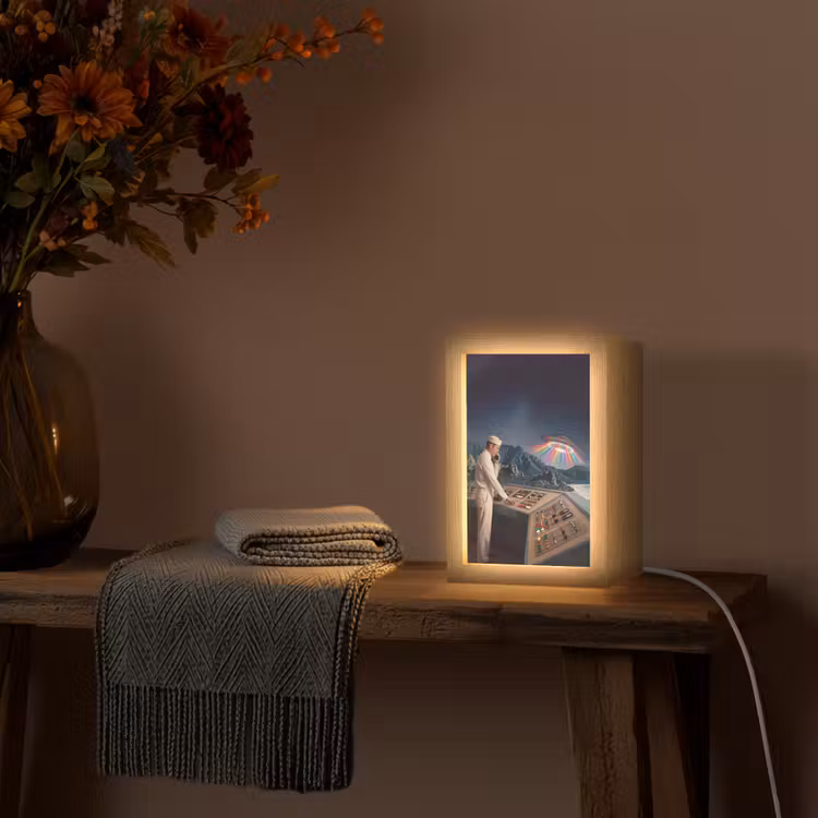 Tischlampe - Mann – Kontrollraum – Strand - Man - Controlekamer - Strand Light Box met kabel (Tafellamp) klein