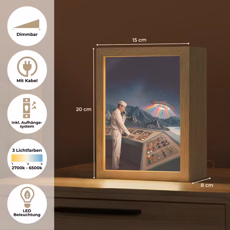 Tischlampe - Mann – Kontrollraum – Strand - Man - Controlekamer - Strand Light Box met kabel (Tafellamp) klein