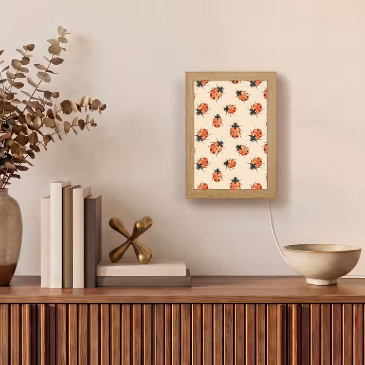 Lieveheersbeestjes - Patroon - Rood Light Box met kabel (Tafellamp) klein 925 -sfeer2
