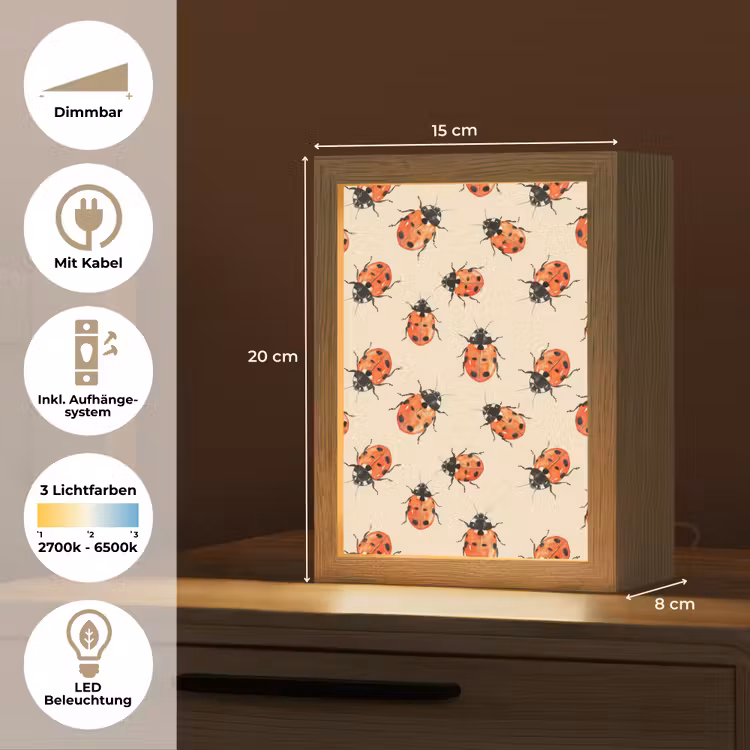 Lieveheersbeestjes - Patroon - Rood Light Box met kabel (Tafellamp) klein 925 -USP_DE
