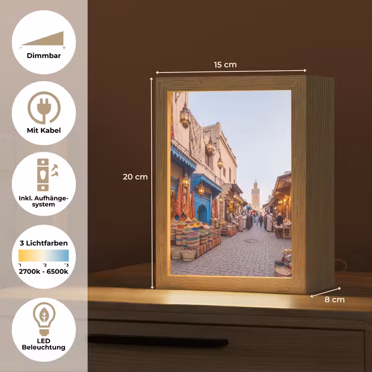 Tischlampe - Markt – Orientalisch – Farbenfroh - Markt - Oosters - Kleurrijk Light Box met kabel (Tafellamp) klein
