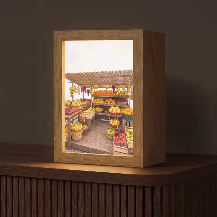 Tischlampe - Marktstand – Obst – Frisch - Marktkraam - Fruit - Vers Light Box met kabel (Tafellamp) klein