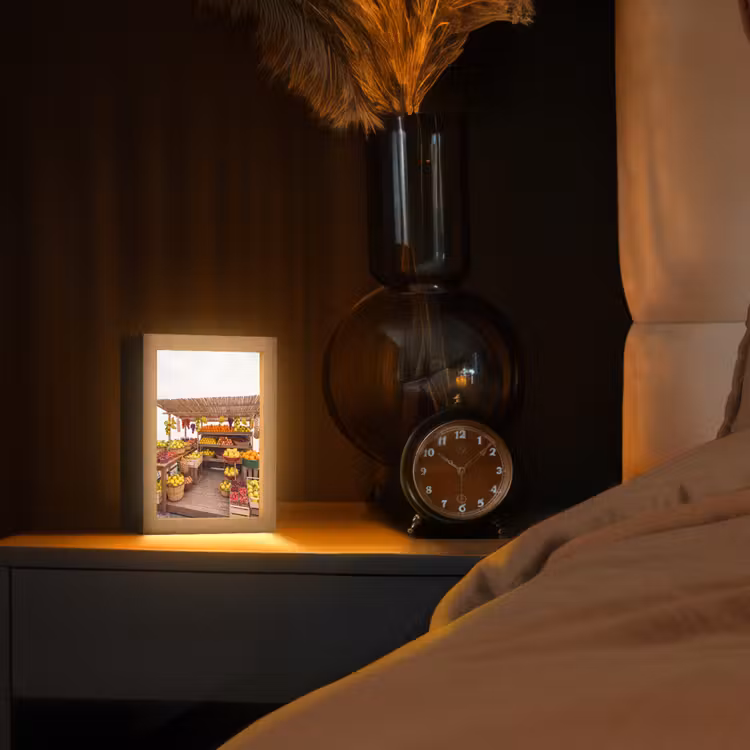 Tischlampe - Marktstand – Obst – Frisch - Marktkraam - Fruit - Vers Light Box met kabel (Tafellamp) klein