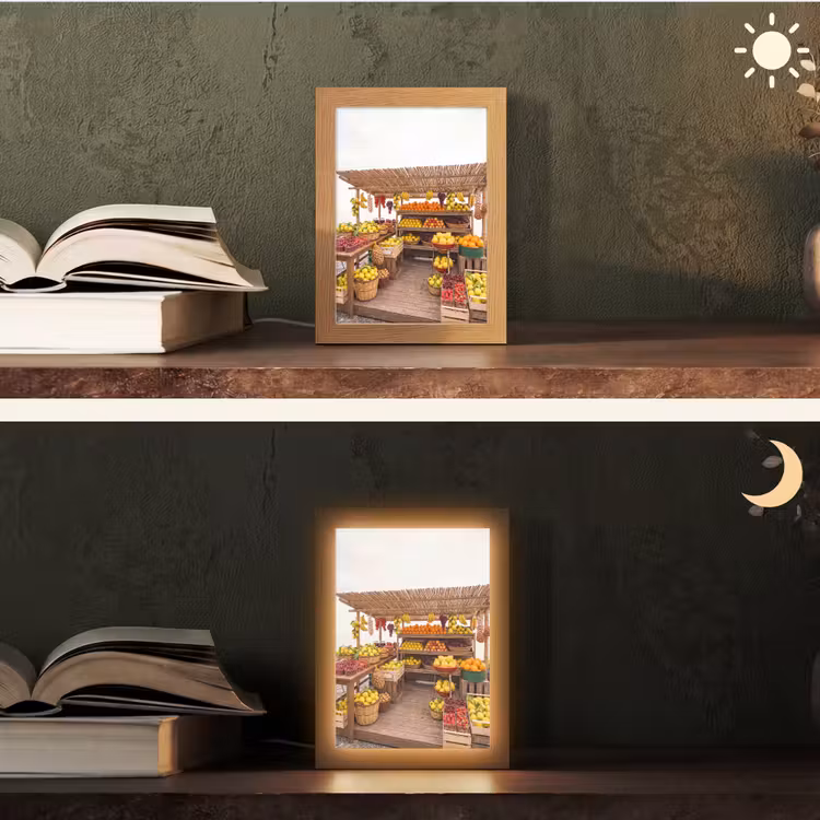 Tischlampe - Marktstand – Obst – Frisch - Marktkraam - Fruit - Vers Light Box met kabel (Tafellamp) klein