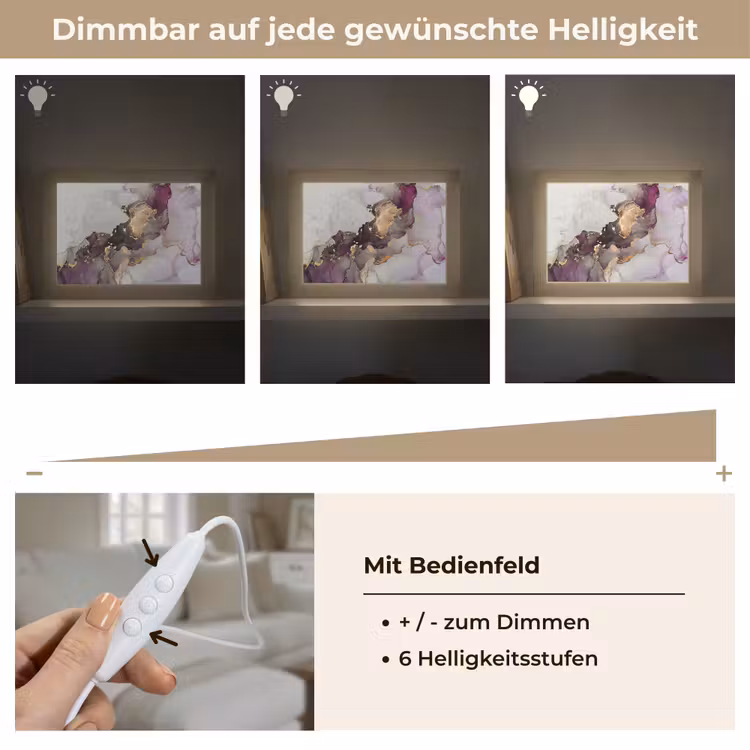 Marmer - Abstract - Goud - Paars Light Box met kabel (Tafellamp) klein -USP_dimbaarDE