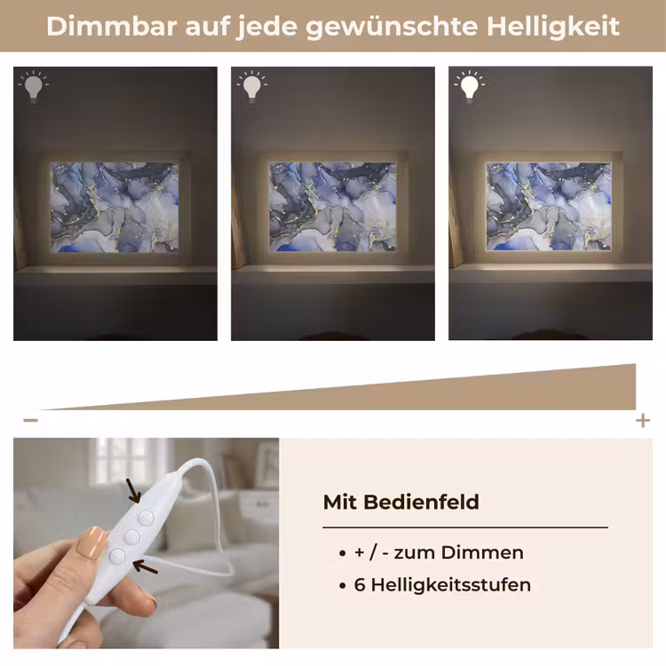 Marmer - Goud - Abstract - Blauw Light Box met kabel (Tafellamp) klein -USP_dimbaarDE