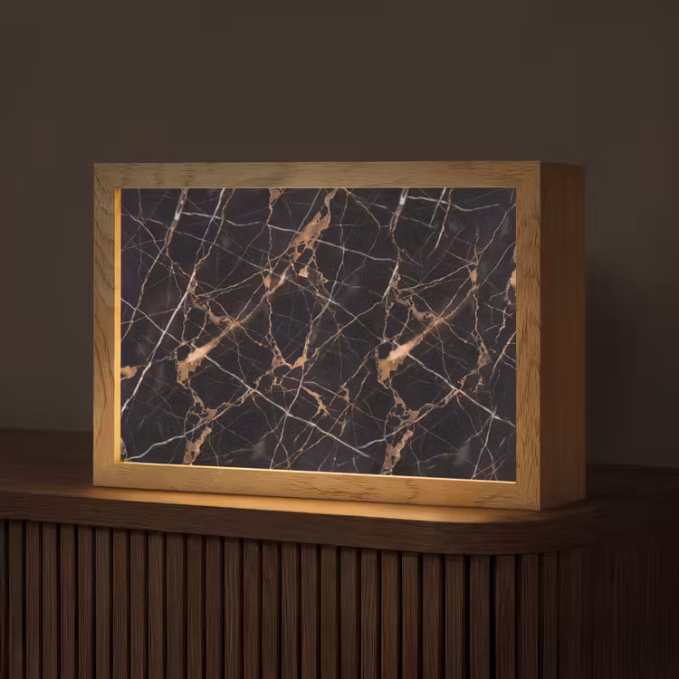 Marmer - Goud - Abstract - Zwart Light Box met kabel (Tafellamp) klein -z3d_website