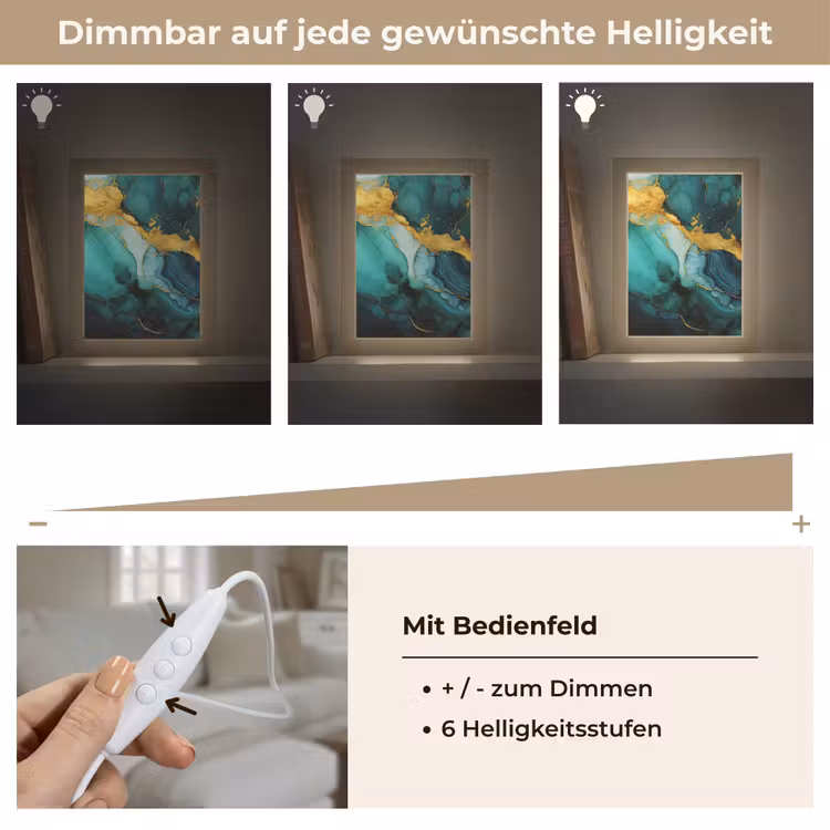 Marmer - Goud - Blauw groen - Abstract - Turquoise Light Box met kabel (Tafellamp) klein -USP_dimbaarDE