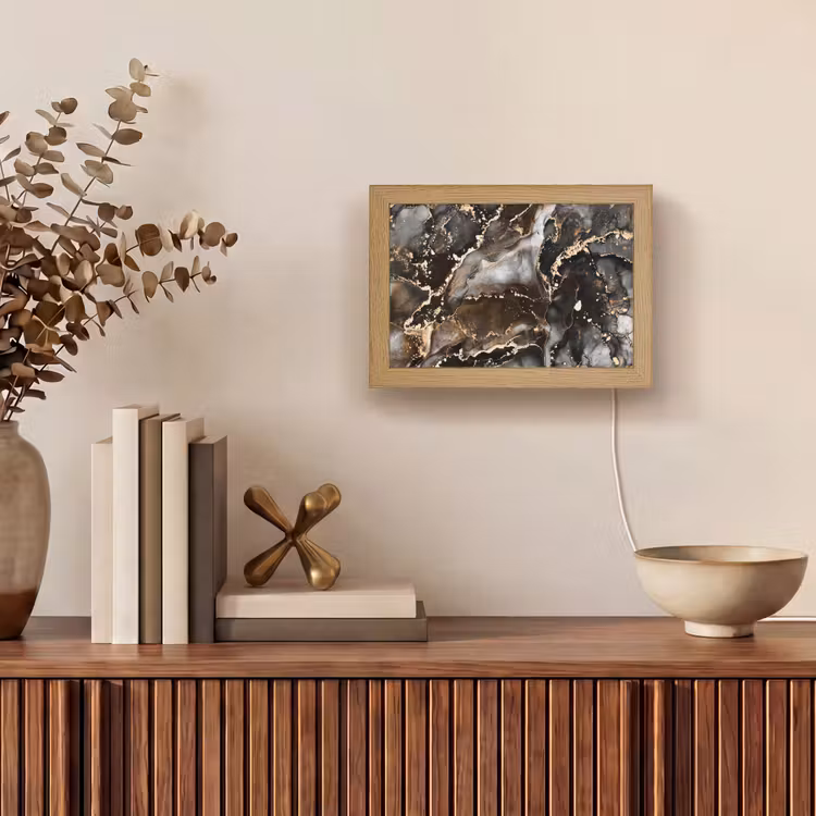 Marmer - Goud - Glitter - Luxe Light Box met kabel (Tafellamp) klein -sfeer2