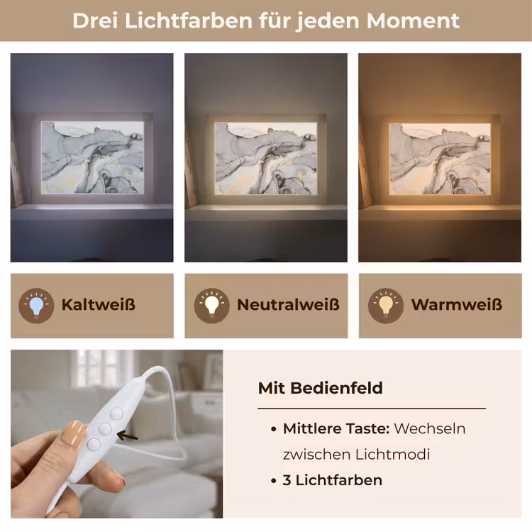 Marmer - Goud - Grijs Light Box met kabel (Tafellamp) klein -USP_lichtkleurDE