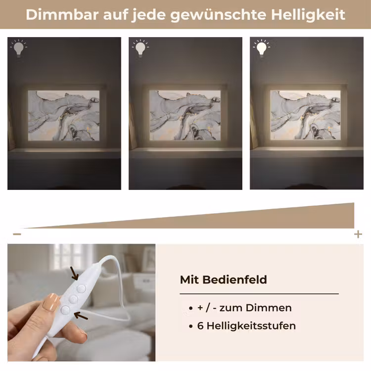 Marmer - Goud - Grijs Light Box met kabel (Tafellamp) klein -USP_dimbaarDE