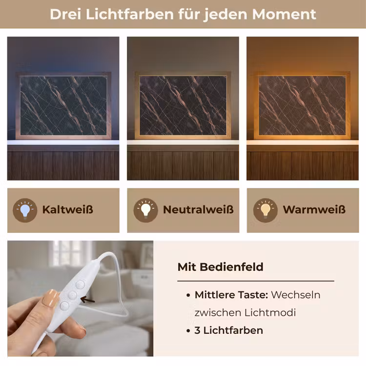 Marmer - Goud - Patroon - Luxe - Zwart Light Box met kabel (Tafellamp) klein -USP_lichtkleurDE