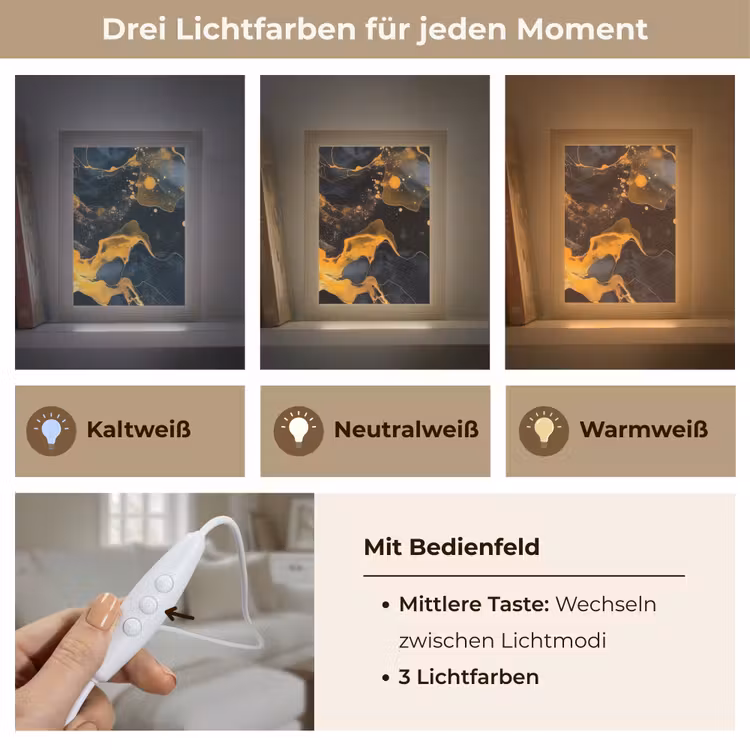Marmer - Goud - Zwart - Abstract - Modern Light Box met kabel (Tafellamp) klein -USP_lichtkleurDE