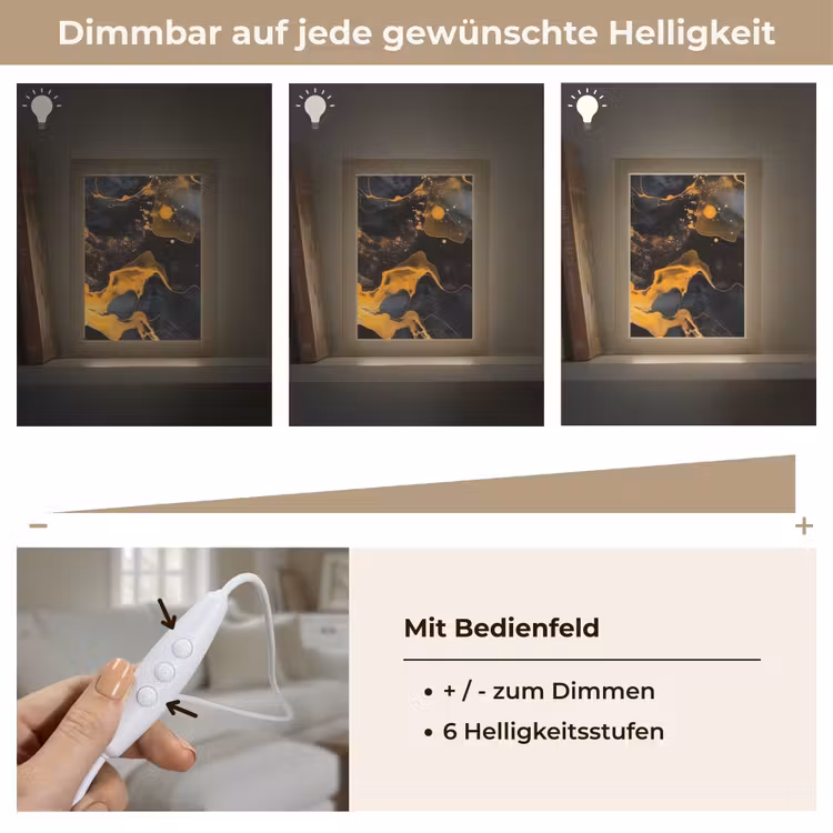 Marmer - Goud - Zwart - Abstract - Modern Light Box met kabel (Tafellamp) klein -USP_dimbaarDE
