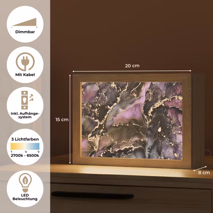 Marmer - Gold - Steen - Abstract Light Box met kabel (Tafellamp) klein -USP_DE