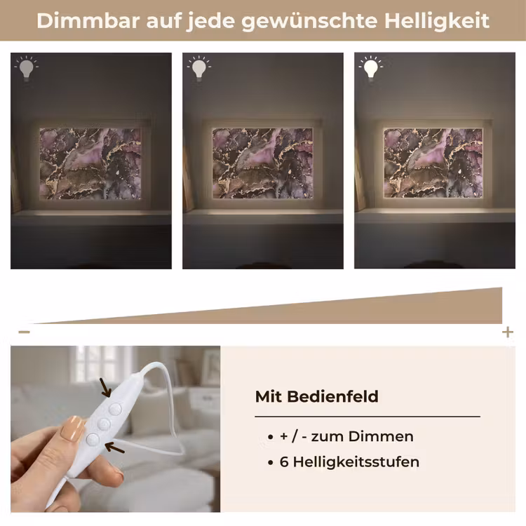 Marmer - Gold - Steen - Abstract Light Box met kabel (Tafellamp) klein -USP_dimbaarDE