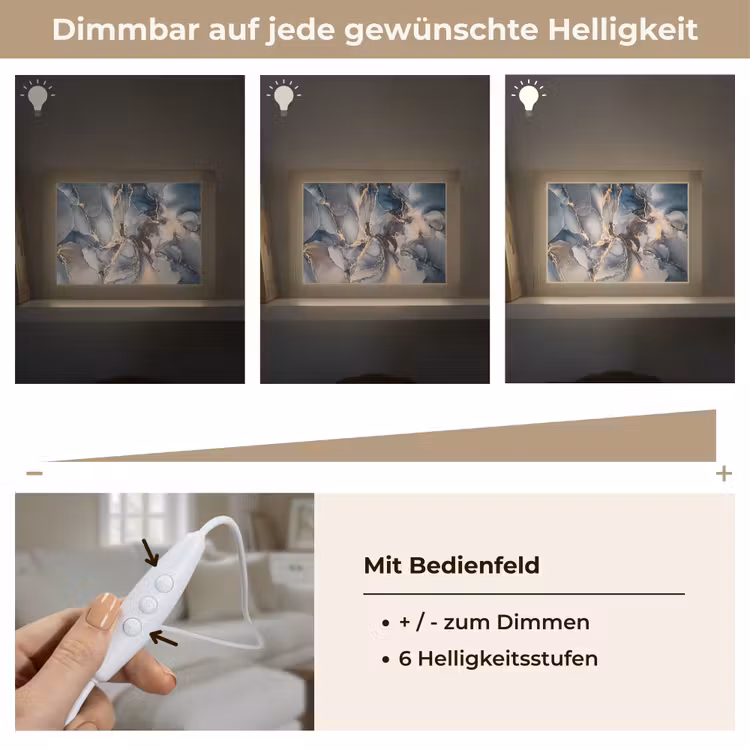 Marmer - Grijs - Blauw - Luxe - Goud Light Box met kabel (Tafellamp) klein -USP_dimbaarDE