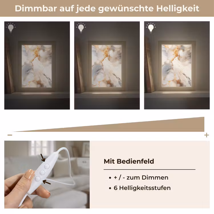 Marmer - Grijs - Goud Light Box met kabel (Tafellamp) klein -USP_dimbaarDE