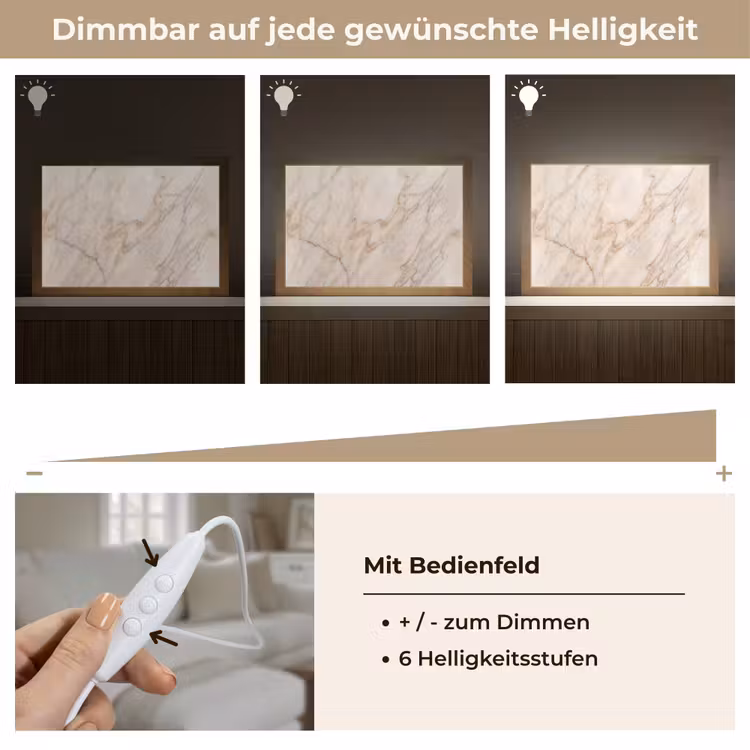 Marmer - Ader - Abstract - Wit - Goud Light Box met kabel (Tafellamp) klein -USP_dimbaarDE